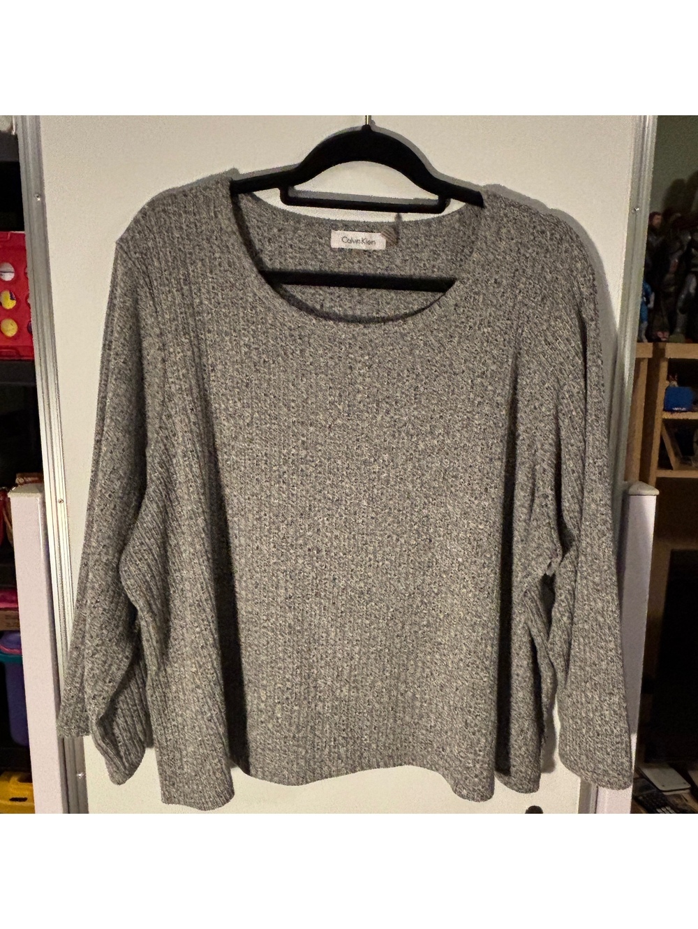 Calvin Klein Women's Gray Ribbed Knit Sweater Size 2X